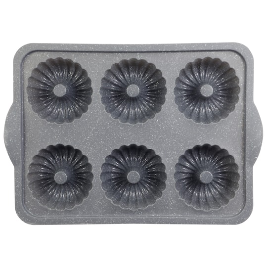 6-Cavity Metal Reinforced Silicone Mini Fluted Cake Pan by Celebrate It&#xAE;